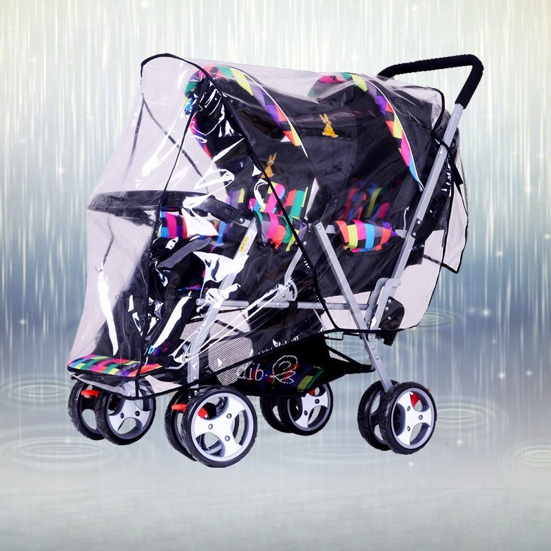 Stroller Rain Cover - ผ้าคลุมรถเข็นเด็กแบบสองที่นั่ง ป้องกันลม กันน้ำ กันฝุ่น สำหรับรถเข็นเด็ก