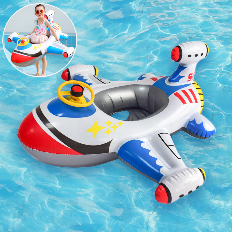 Baby Swimming Floater - เด็กว่ายน้ําวงกลมเครื่องบินลอยสระว่ายน้ําว่ายน้ําแหวนInflatableวงกลมเด็กที่นั่งพวงมาลัยฮอร์นฤดูร้อนของเล่นชายหาด