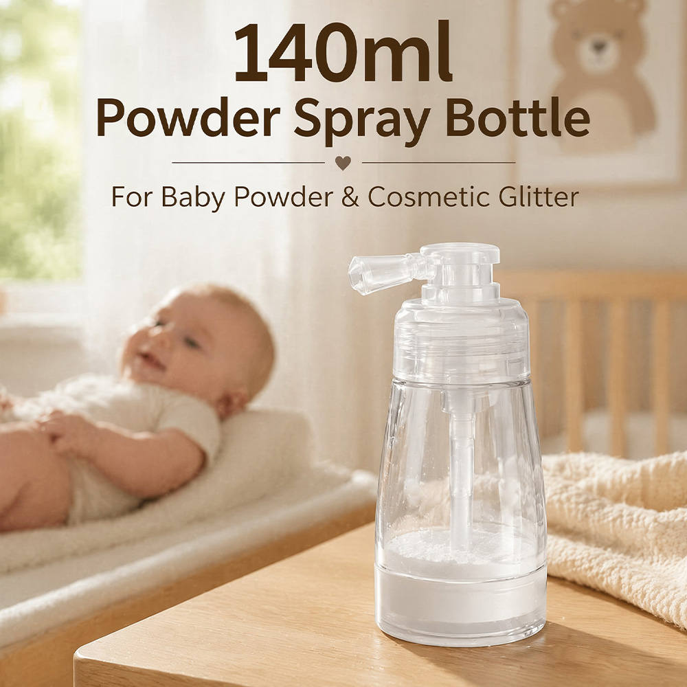 Baby Products Distributor - ขวดสเปรย์แป้งฝุ่นแบบกดขนาด 140 มล., ขวดใส่แป้งฝุ่นแบบพกพาโปร่งใส, ขวดสเปรย์กลิตเตอร์สำหรับเล็บ, กระป๋องสเปรย์แป้งเด็ก,