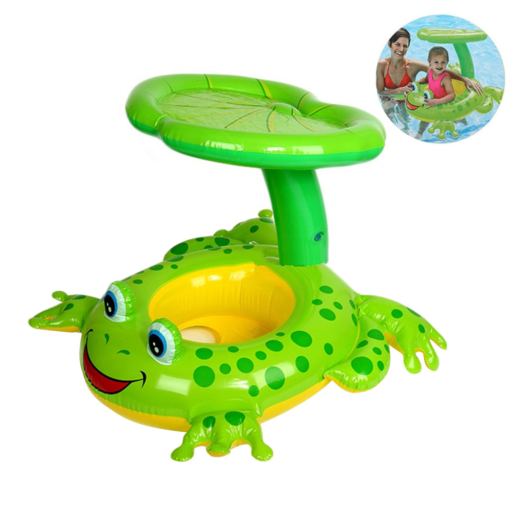 Baby Swimming Floater - ที่นั่งลอยน้ำสำหรับเด็กพร้อมหลังคาบังแดด ขนาด 119x79 ซม. อุปกรณ์เสริมสำหรับสระว่ายน้ำเด็ก ห่วงยางสำหรับเด็ก