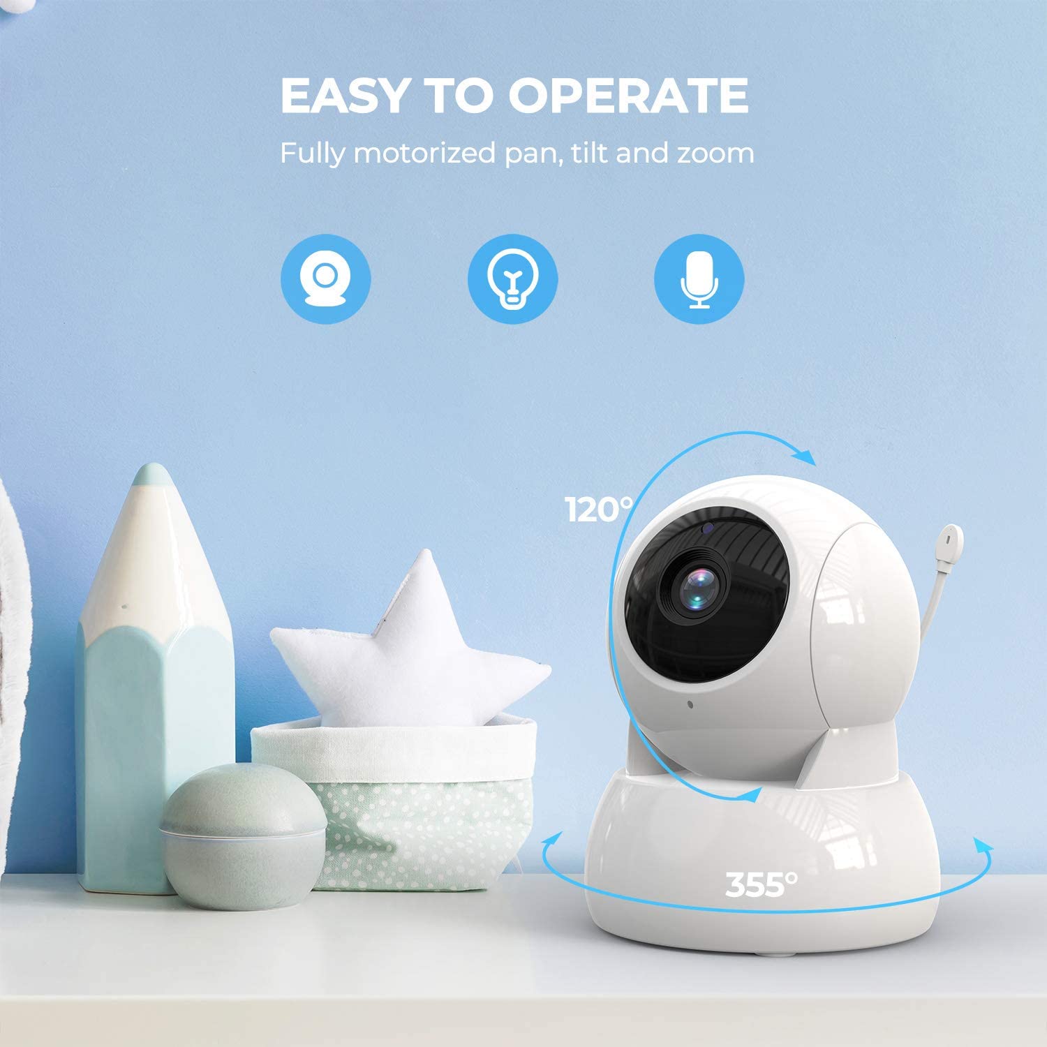 Wireless Baby Monitor - หน้าจอ 5 นิ้ว ความละเอียด 720P พร้อมระบบตรวจสอบอุณหภูมิ