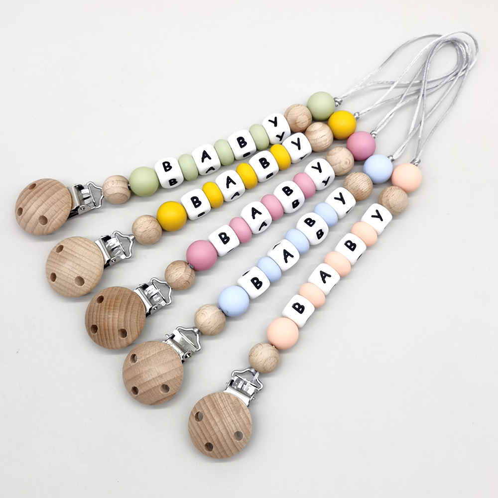 Baby Products Toys - คลิปหนีบจุกนมหลอกแบบกำหนดเอง สายคล้องจุกนมหลอก ลูกปัดซิลิโคน ที่หนีบจุกนมหลอก ของเล่นเด็กกัดเล่น ของขวัญสำหรับเด็ก