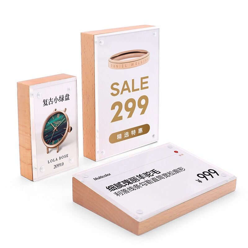 Baby Products Photos - ที่วางป้ายอะคริลิคตั้งโต๊ะขนาด 88x54 มม. สำหรับใส่รูปภาพเด็ก ป้ายราคาสินค้า ป้ายแม่เหล็ก