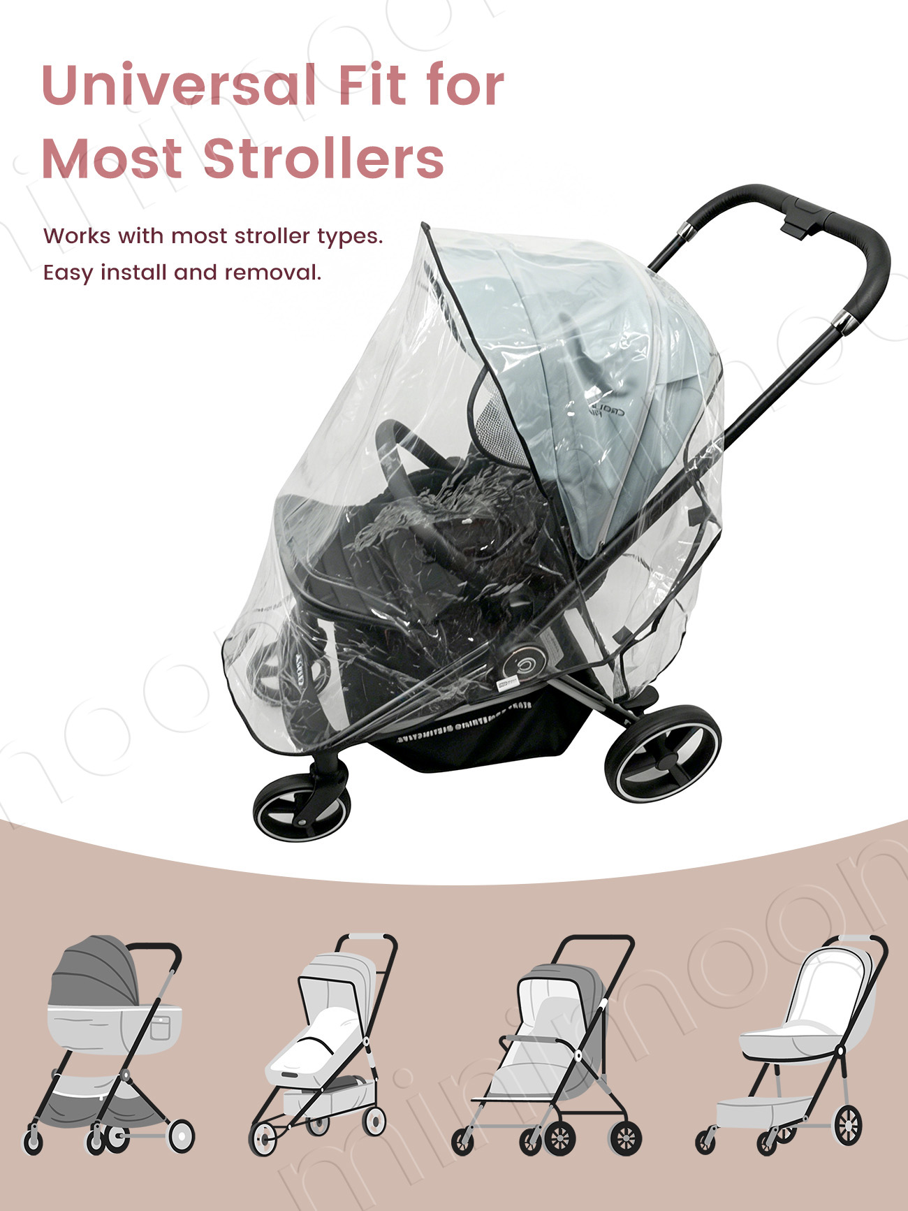 ผ้าคลุมรถเข็นเด็กกันน้ำแบบใส ป - Stroller Rain Cover บทวิจารณ์และราคา