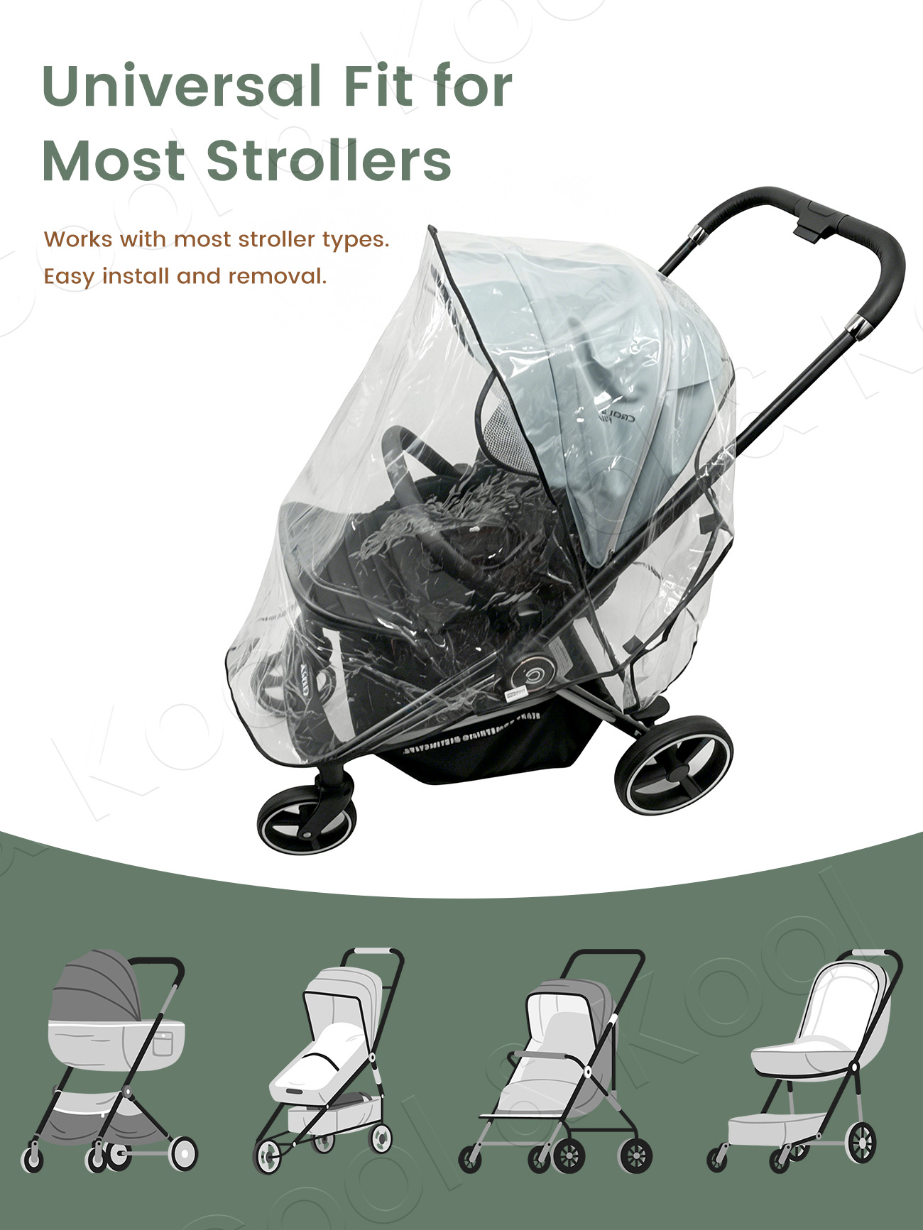 ผ้าคลุมกันฝนแบบกันน้ำและกันลมพ - Stroller Rain Cover บทวิจารณ์และราคา