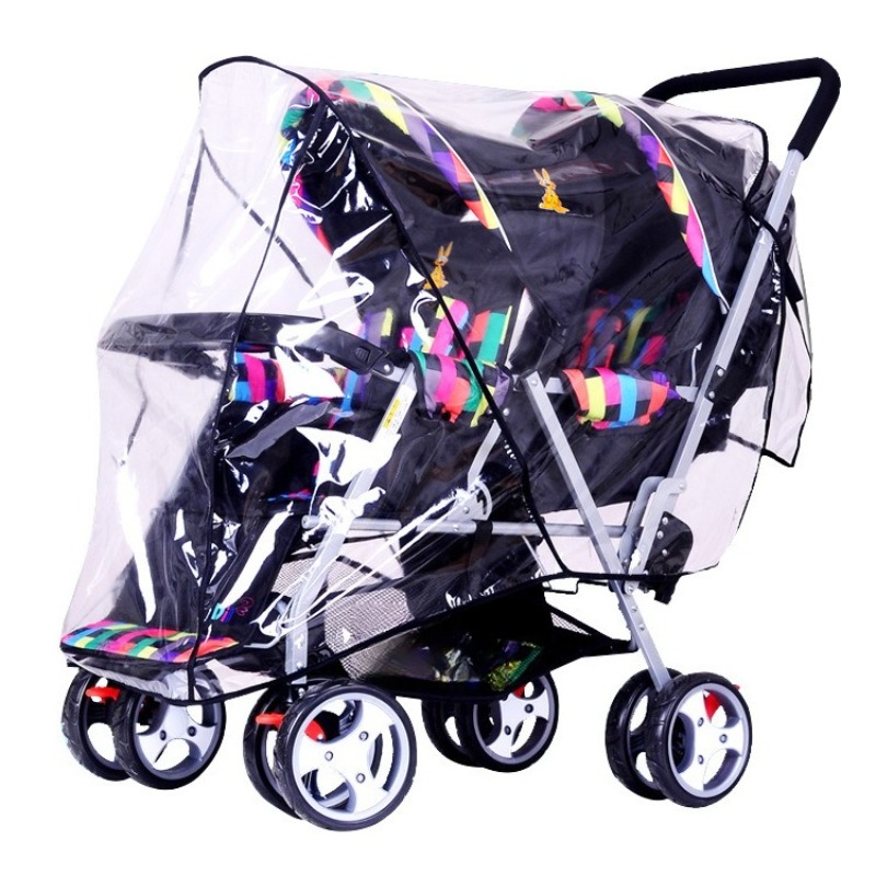 ผ้าคลุมรถเข็นเด็กแบบสองที่นั่ง - Stroller Rain Cover บทวิจารณ์และราคา