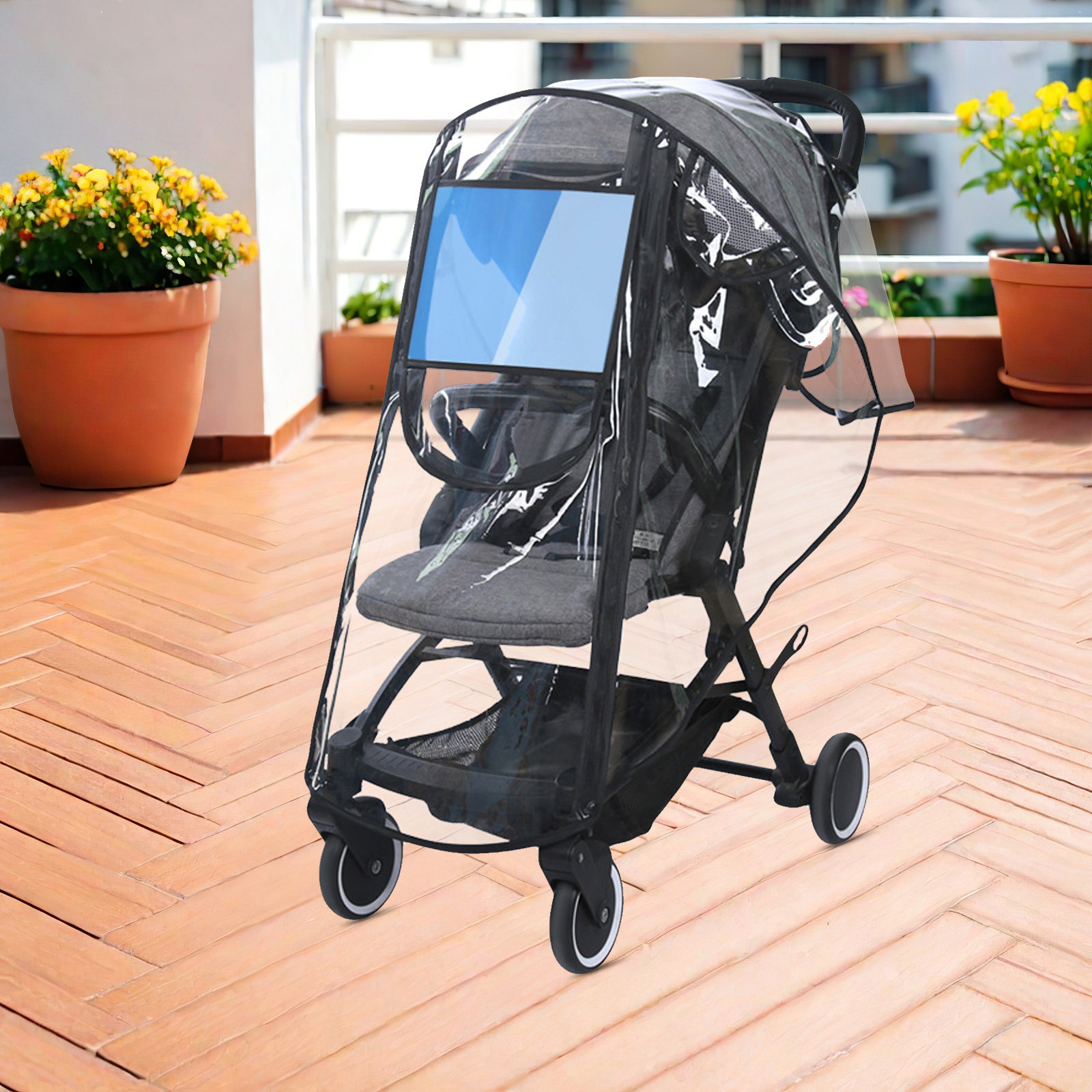 ผ้าคลุมรถเข็นเด็กแบบใสกันน้ำ ก - Stroller Rain Cover บทวิจารณ์และราคา