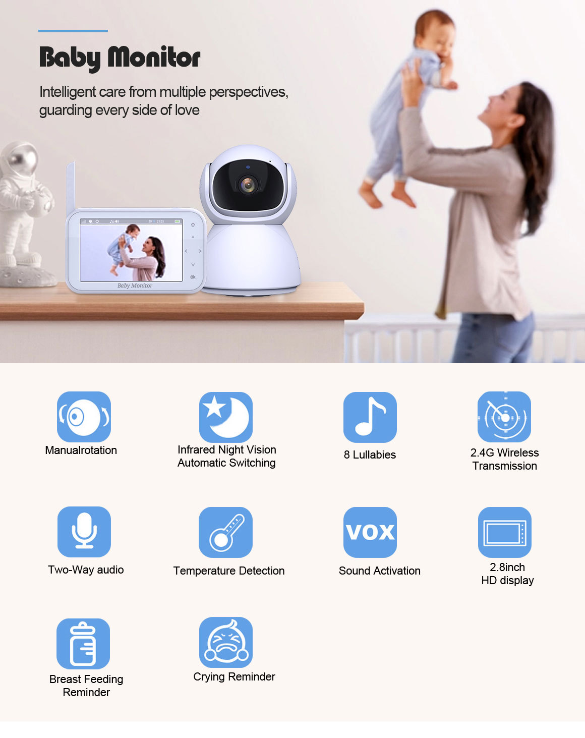 720P Wireless PTZ Baby Monitor - Wireless Baby Monitor บทวิจารณ์และราคา